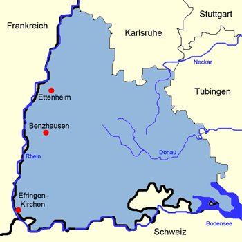 Karte Regierungsbezirk Freiburg