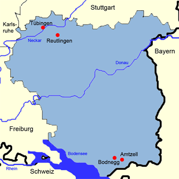 Karte Regierungsbezirk Tübingen