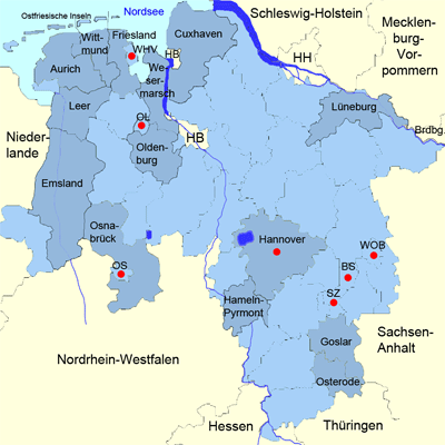 Karte Niedersachsen