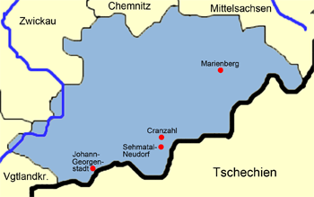 Karte Erzgebirgskreis